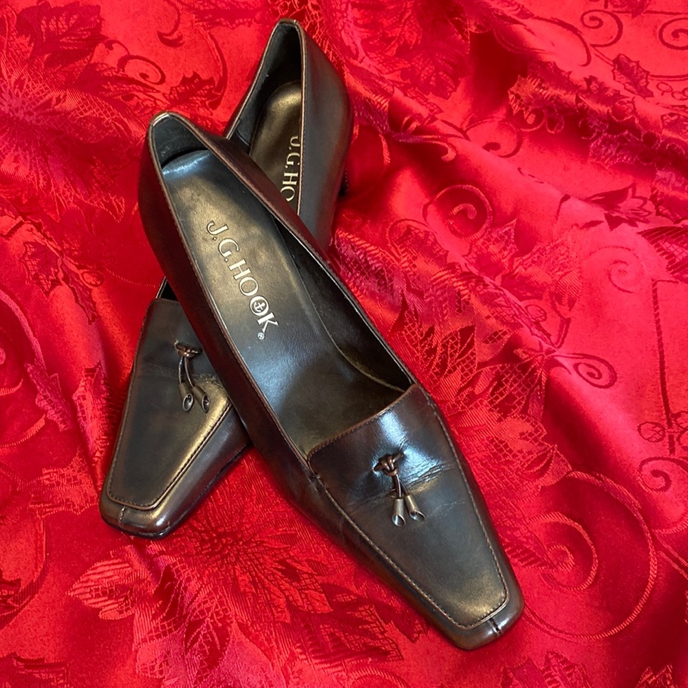 Vintage J. G. HOOK Leather Brown Slip On Pump Heels Women’s Size 7